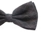 Mens Black & Grey Thick Plaid Double Layered Cotton Checkered Bow Tie
