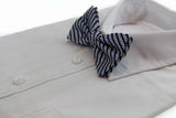 Mens Blue Striped Patterned Cotton Bow Tie