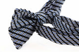 Mens Blue Striped Patterned Cotton Bow Tie