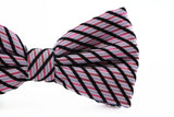 Mens Pink Striped Patterned Cotton Bow Tie