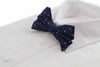 Mens Navy Preppy Leaf & Dots Patterned Cotton Bow Tie