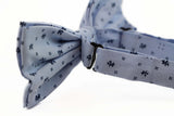 Mens Light Blue Preppy Leaf & Dots Patterned Cotton Bow Tie
