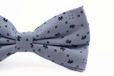 Mens Light Blue Preppy Leaf & Dots Patterned Cotton Bow Tie
