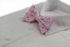 Mens Light Pink Preppy Leaf & Dots Patterned Cotton Bow Tie