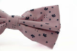 Mens Light Pink Preppy Leaf & Dots Patterned Cotton Bow Tie