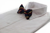 Mens Navy, Gold & Red Striped Bow Tie