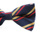 Mens Navy, Gold & Red Striped Bow Tie