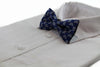 Mens Navy Blue & Silver Paisley Pattern Bow Tie