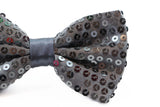 Mens Dark Grey Sequin Patterned Bow Tie