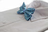 Mens Light Blue Sequin Patterned Bow Tie