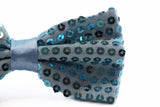 Mens Light Blue Sequin Patterned Bow Tie