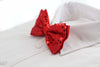 Mens Red Sequin Patterned Bow Tie