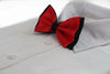 Mens Red Orange Two Tone Layered Bow Tie