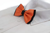 Mens Orange Two Tone Layered Bow Tie