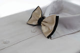 Mens Champagne Two Tone Layered Bow Tie