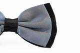 Mens Grey Two Tone Layered Bow Tie