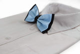 Mens Light Blue Two Tone Layered Bow Tie