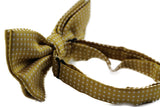 Mens Mustard Yellow Plain Coloured Bow Tie With White Polka Dots