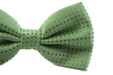 Mens Light Green Polka Dot Patterned Bow Tie