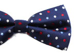 Mens Navy With Multicoloured Polka Dots Patterned Bow Tie