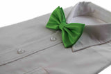 Mens Apple Green Plain Coloured Checkered Bow Tie