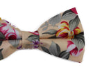 Mens Cream Floral Patterned Bow Tie