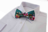 Mens Pine Green Floral Patterned Bow Tie