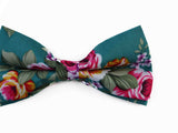 Mens Pine Green Floral Patterned Bow Tie