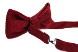 Mens Dark Red Cross-Hatched Knitted Bow Tie