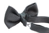 Mens Black Cross-Hatched Knitted Bow Tie