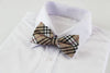 Mens Coffee Plaid Patterned Bow Tie