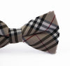 Mens Coffee Plaid Patterned Bow Tie