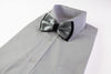 Mens Silver Two Tone Layered Bow Tie