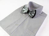 Mens Silver Two Tone Layered Bow Tie