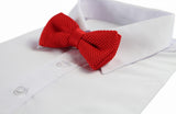 Mens Red Cross-Hatched Knitted Bow Tie