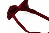 Mens Dark Red Plain Coloured Checkered Bow Tie
