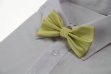 Mens Yellow Gold Plain Coloured Checkered Bow Tie