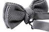 Mens Grey Cross-Hatched Knitted Bow Tie