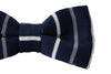 Mens Navy With White & Grey Thin Stripes Knitted Bow Tie