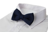 Mens Navy Cross-Hatched Knitted Bow Tie