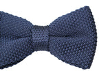 Mens Navy Cross-Hatched Knitted Bow Tie