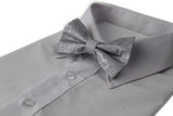 Mens Quality Silver Paisley Patterned Bow Tie