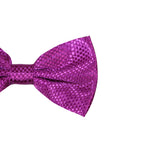 Mens Magenta Disco Shine Checkered Patterned Bow Tie