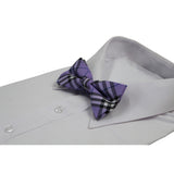 Mens Violet & Navy Plaid Patterned Bow Tie