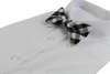 Mens White & Black Large Checkered Patterned Bow Tie