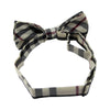 Mens Cream Patterned Plaid Bow Tie