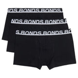 3 x Bonds Mens Everyday Trunks Underwear Black