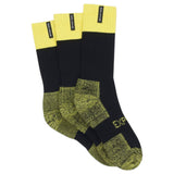 3 x Mens Bonds Explorer Tough Work Crew Cotton Socks - Black/Yellow