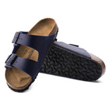 Womens Birkenstock Arizona Birko-Flor Blue Slip On Sandals
