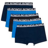 5 x Bonds Mens Everyday Trunks Underwear Black / Navy / Blue